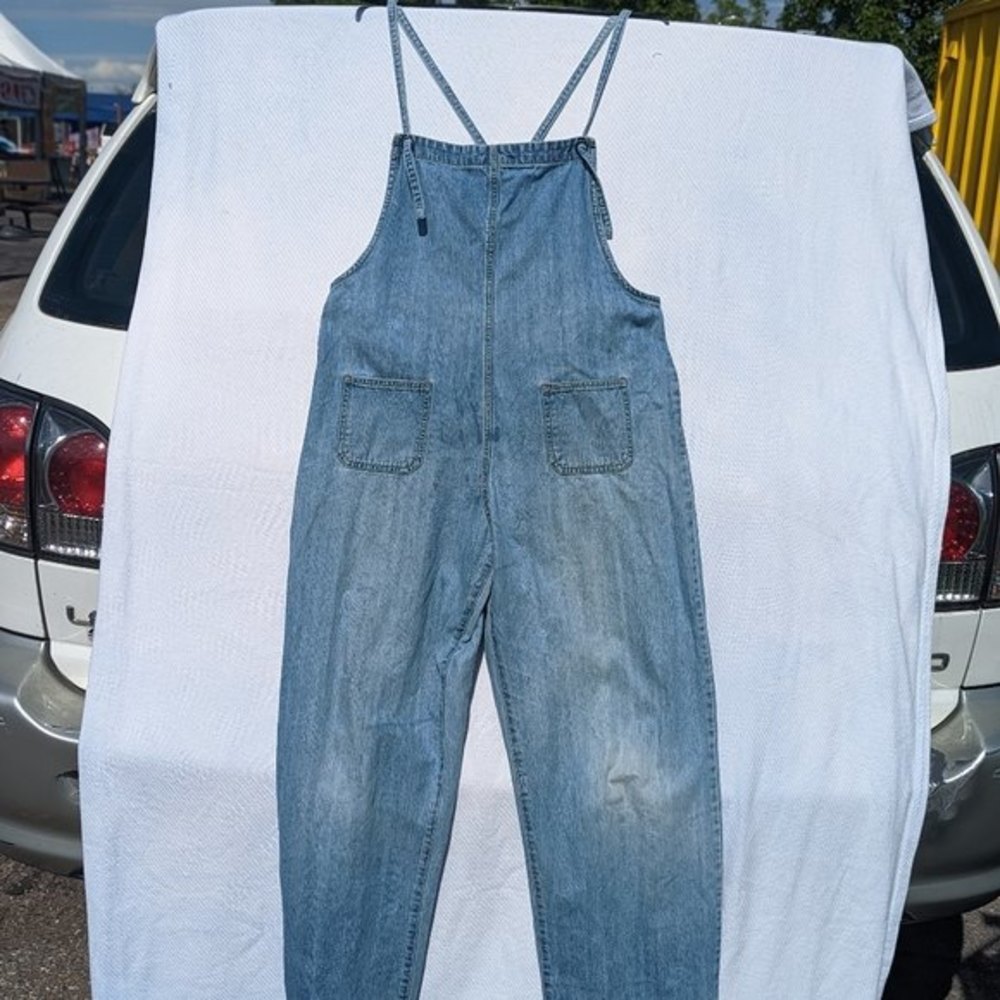 23. Lightweight Denim Vintage Overalls Red Zipper Size M